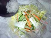 野菜をビニール袋に入れ２％の塩を振りかける